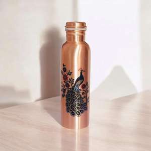 Copper <b>Water</b> <b>Bottle</b> With Peacock Design Oriental Style Portable Travel Drinkware supplier price Custom printed drinkware - Product Image 1