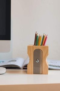 Fine Wooden Pencil and Pen Storage Wooden Workspace Accessory with Modern Appeal <b>Rustic</b> Timber Office Supply Organizer Wooden Wr - Product Image 2