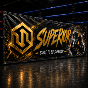 Custom Any <b>Size</b> Boxing <b>Ring</b> Side Banner Polyester Banner Waterproof Printed Fabric Boxing <b>Ring</b> Banner Black And Gold Banner - Product Image 5