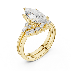 แหวนเพชรทรงมาร์คีส์ 2.50 กะรัต ทอง 14K หรูหรา ได้รับการรับรองจาก IGI พร้อมแหวนวงแหวนเข้าชุด สำหรับผู้หญิง ใช้ในงานหมั้นและงานแต่งงาน - Product Image 2