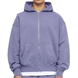 BAS quantité minimale de commande Sweat à capuche uni 100% coton de haute qualité vierge Streetwear Sweat à capuche personnalisé surdimensionné avec fermeture éclair complète Hommes 2026 - Product Image 1