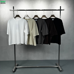 Camiseta de manga corta de corte holgado para hombre, mezcla de algodón, informal, cuello redondo, color liso, estilo urbano, básica - Product Image 4