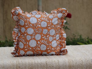 Block Print Boho Cushion Cover With Frill Handmade Cotton Bed <b>Throw</b> <b>Pillows</b>, bohemian <b>pillow</b> cushion cover vintage home decor - Product Image 2