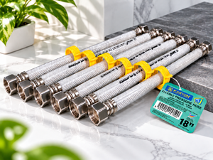 Tuyau flexible renforcé KARYON 9 mm en PVC tressé avec fil de polyester, résistant à la pression 218 PSI, durable, moderne, pour chauffe-eau et plomberie de salle de bain - Product Image 1