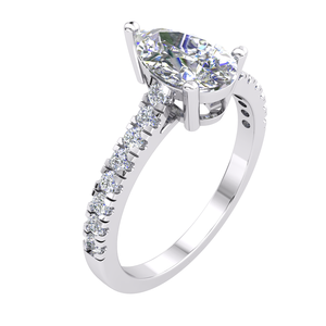 Divya Creations Women's 925S <b>Solid</b> <b>Silver</b> Rhodium Plated Classic Design Pave Setting Brilliant Cut IGI Certified 1.23Cts VS Ring - Product Image 1