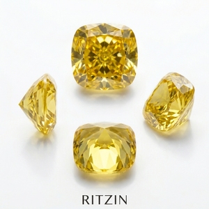 RCK Global 4ct <b>Cushion</b> Cut Lab Grown Diamond <b>Statement</b> Ring 9.0mm Fancy Vivid Canary Yellow CVD Loose Diamond VS1 Excellent - Product Image 4