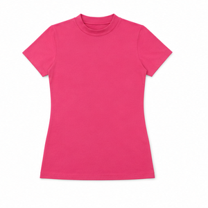 Camiseta Personalizada Rosa Claro para Mujer, Cuello Redondo, Manga Corta, Corte Ajustado, Algodón Elástico Suave - Product Image 6
