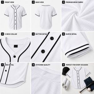 Unisex Baseball Jersey Mesh <b>Sports</b> <b>Shirt</b> Breathable Quick Dry Button Front Team Uniform OEM Custom - Product Image 6
