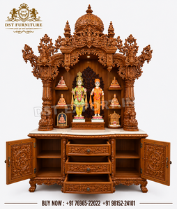 Mandir Swaminarayan Tallado a Mano de Alta Calidad para Hogares, Mandir de Madera Swaminarayan Tallado a Mano de Calidad de Exportación a Precios de Mayoreo - Product Image 3