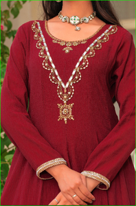 Robe Anarkali Marron Rani Haar <span class=keywords><strong>Marsala</strong></span> avec Dupatta en Tissu - Product Image 5