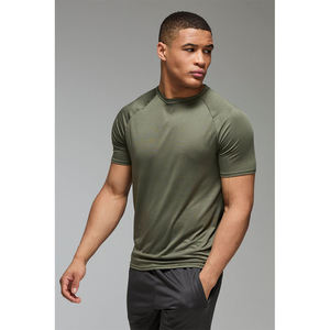 Camiseta Deportiva para Hombre, Color Oliva, 100% Algodón Elástico, Corte Regular, para Gimnasio, Fitness, Entrenamiento, Secado Rápido, Alta Calidad, Logotipo Personalizado - Product Image 4