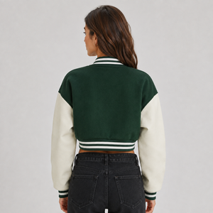 Chaqueta universitaria corta para mujer, cómoda, con costuras duraderas y estilo clásico inspirado en la universidad para uso diario. - Product Image 4