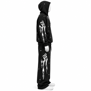 Conjunto de chándal de forro polar grueso personalizado al por mayor, sudadera con capucha y pantalones de chándal con estampado puff estilo streetwear, a la venta, fabricado por AMSEC IND - Product Image 6