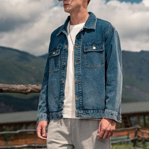Custom Logo Mens Denim Jacket Vintage Style <b>Button</b> Up Cotton Windbreaker High Quality Outerwear For Motorbike Rider Outdoorwear - Product Image 6