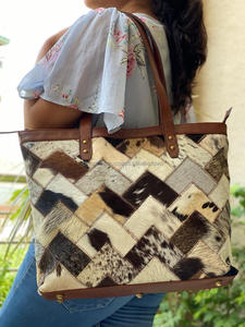 Nouveau élégant vrais cheveux faits à la main sur cacher fourrure cuir soirée sacs fourre-tout femmes sacs à bandoulière haute qualité Patchwork sacs à provisions - Product Image 2