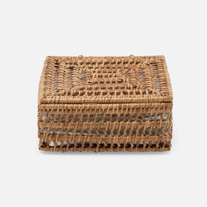 Premium rattan napkin holder with lid handbraided napkins basket rack dining decor essentials supply - Product Image 3