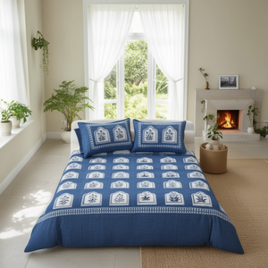 Mango Cotton Printed 200TC Bed <b>Sheet</b> Set 90x100 Inch Soft Super <b>King</b> <b>Size</b> Includes Duvet Cover Pillowcase All-Season Home Hotel - Product Image 3