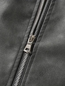 Chaqueta de cuero genuino para hombre hecha a medida de alta calidad con cuello levantado Uso de invierno cremallera chaqueta de servicio OEM para hombre - Product Image 5