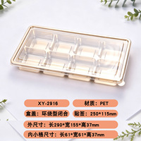 Boîte d'emballage jetable transparente en PET pour gâteaux de riz, contenants à compartiments pour plats à emporter, six, huit ou neuf compartiments disponibles