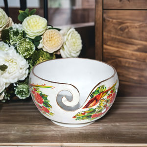 Cuenco de hilo de Metal hecho a mano 5,5x2,75 pulgadas diseño de arte popular estilo Vintage Almacenamiento de costura organizador de ganchillo tamaños personalizados - Product Image 1