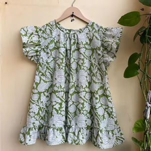 Blusa Casual de Verano para Mujer, Hecha a Mano, con Bordado Floral Estampado a Bloque, de Algodón, Ecológica y Transpirable, con Logotipo Frontal - Product Image 1