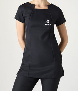 2026 Custom Logo Black Spa Uniform Tunic Women <b>Square</b> Geometric Neckline Beauty Salon Workwear <b>Set</b> OEM Wholesale Manufacturer - Product Image 1