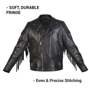 Chaqueta Premium de Hombre Estilo Vaquero de Cuero de Ante con Flecos, Corte Ajustado, Impermeable, Transpirable y Ecológica para Invierno - Product Image 2