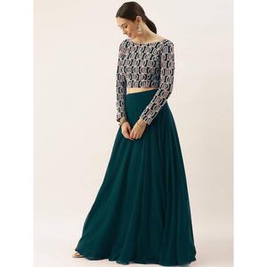 Ropa de fiesta Georgette verde seductora Lehenga con Choli bordado - Product Image 6