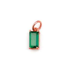 Emerald Quartz Baguette Shape Gemstone Charm Rectangular Natural Stone Silver Plated Pendant Jewelry for Necklace and <b>Earring</b> - Product Image 3