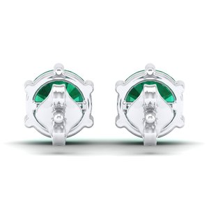 REYES Wholesale Price 14K Solid <b>Gold</b> <b>Emerald</b> Gemstone Solitaire Screw Back Stud <b>Earrings</b> For Women Daily Wear Fine Jewelry - Product Image 4