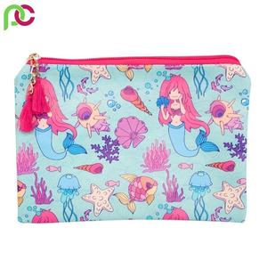 Pochette de voyage personnalisée en coton écologique matelassée avec fermeture éclair, imprimé océan, joli motif pour cosmétiques - Product Image 1