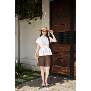 Blusa Peplum Femenina VENUS Vietnam Casual de Viscosa con Manga Corta Regular Antiencogimiento para el Día a Día - Product Image 1