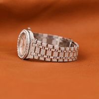 Montre en Moissanite Scintillante, Couleur Argent E, Coupe Ronde Brillante, VS1, Entièrement Pavée, Faite à la Main, Bijou Hip Hop, Montre-Bracelet