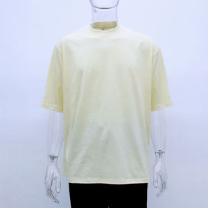 Camiseta Unisex de Cuello Redondo y Manga Corta, 100% Algodón, Color Sólido, Teñido Liso, Corte Regular, para Todas las Temporadas, Adultos, Blanco, Negro, Beige, Azul - Product Image 3