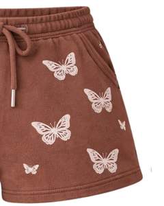 Shorts pour femmes personnalisés à imprimé papillon marron, en molleton de coton, décontractés, d'été, avec cordon de serrage à la taille, fabricant sur mesure, vêtements en gros - Product Image 4