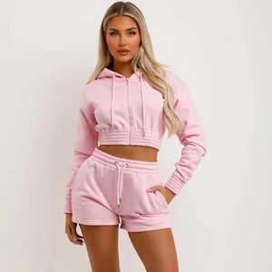 Women's 100% Cotton Oversize Hoodie Sweatshirt Set Breathable Winter Fleece Tracksuit with <b>Crop</b> <b>Top</b> Hoodies and <b>Tops</b> - Product Image 6