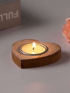 Support à bougies en bois massif fait main, style rustique, pour la décoration de la maison, du salon ou comme centre de table de mariage - Product Image 6