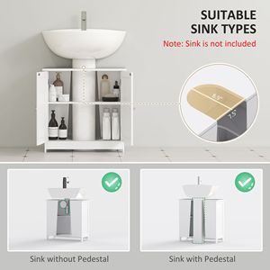 Mobile Bagno Moderno in Legno Massello/PVC con 2 Ante e Ripiano per Lavabo a Colonna Bianco - Qualità Alberghiera - Product Image 4