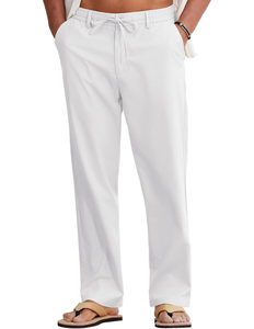 Pantalon de détente mi-long droit léger pour homme, en coton tricoté respirant et écologique, coupe décontractée, idéal pour la maison au quotidien - Product Image 1