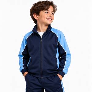 Chándal Deportivo para Niños, Color Azul Marino, con Bloques de Color, Cierre de Cremallera, Cuello Alto, Estilo Deportivo, para Otoño - Product Image 3