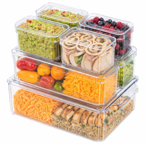 Kitchen Storage <b>Containers</b> <b>Plastic</b> Boxes, Fridge Organizer Bins for Food & Home Storage BPA- FREE - Product Image 1