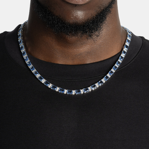 Moissanite Blue Tennis <b>Necklace</b> Silver Iced Out Chain Mens Hip Hop Jewelry Luxury Statement Gift <b>Fashion</b> <b>Necklace</b> - Product Image 5