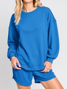 Conjuntos de 2 piezas para mujer, sudadera de manga larga, pantalones cortos deportivos con cordón, conjunto deportivo, ropa para mujer, conjunto de sudadera para mujer - Product Image 6