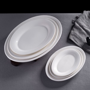 All-size Oval Ceramic 6-Piece Dinnerware <b>Set</b> White Minimalist Design Smooth Glossy Underglaze <b>Microwave</b> Dishwasher Oven Safe - Product Image 1