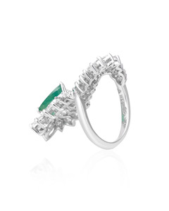 Pear Cut Green <b>Moissanite</b> Classic Wedding Anniversary Gift Statement Ring 10K 14K 18K Gold Rhodium Plated Luxury Fine <b>Jewelry</b> - Product Image 4
