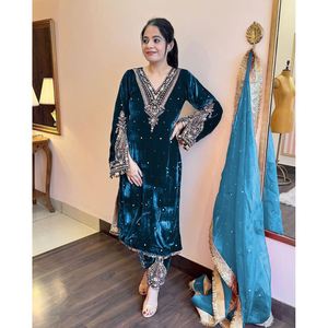 ชุดผ้ากำมะหยี่ปักลายวิสโคสจากนักออกแบบลายพิมพ์ลำดับมอตติพื้นด้านล่างสำหรับใส่ทำงาน - Product Image 4