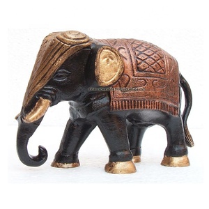 Escultura de Elefante Tradicional de Aluminio Fundido, con la Trompa hacia Abajo, Pintada de Negro, para Decoración del Hogar, Oficina, Restaurante, Hotel - Product Image 1