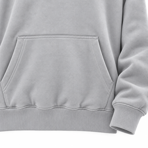 Unisex Oversized Hooded <b>Sweatshirt</b> Solid <b>Grey</b> 100% Cotton Fleece Casual Pocket Design Regular Sleeve Winter Wear - Product Image 3