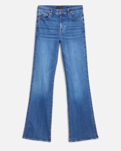 Jean en denim coupe bootcut taille mi-haute pour femme, délavé, style vintage, décontracté, longueur intégrale, 100 % coton, tissu respirant - Product Image 2