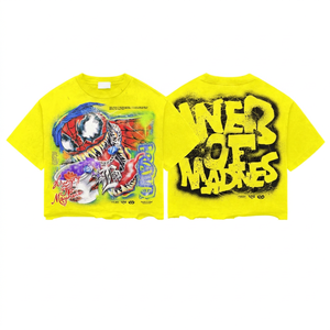T-shirt Homme Oversize avec Imprimé Graffiti Spiderman Style Urbain Manches Courtes Coton Jersey Col Rond Design Respirant - Product Image 5